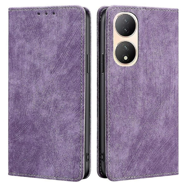 For Honor X6c 4G Leather Phone Case Foldable Stand Wallet Flip Cover With Strap - Blue