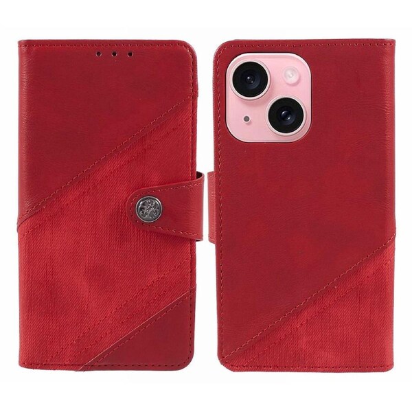 For iPhone 15 Case Anti-Drop PU Leather Flip Cover Wallet Phone Case with Stand
