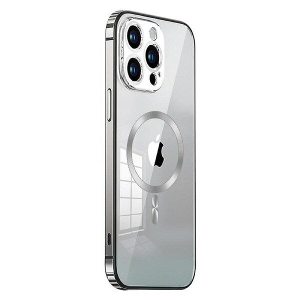 Shockproof Phone Case for iPhone 14 Pro TPU+PC+Metal Frame Clear Phone Cover Compatible with MagSafe