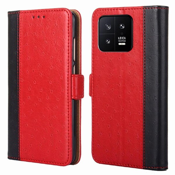 For Xiaomi 13 5G Ostrich Texture Closure Phone Case Wallet Stand Flip Folio Cell Phone Cover