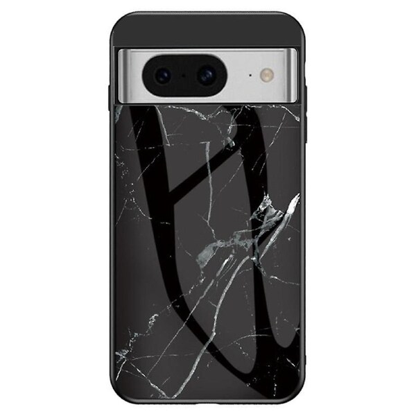 For Google Pixel 8 Marble Pattern Tempered Glass Case PC+TPU Protective Phone Cover