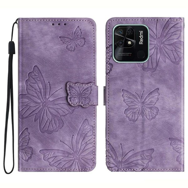 For Xiaomi Redmi 10C 4G Leather Stand Wallet Phone Cover Skin-touch Imprinted Case
