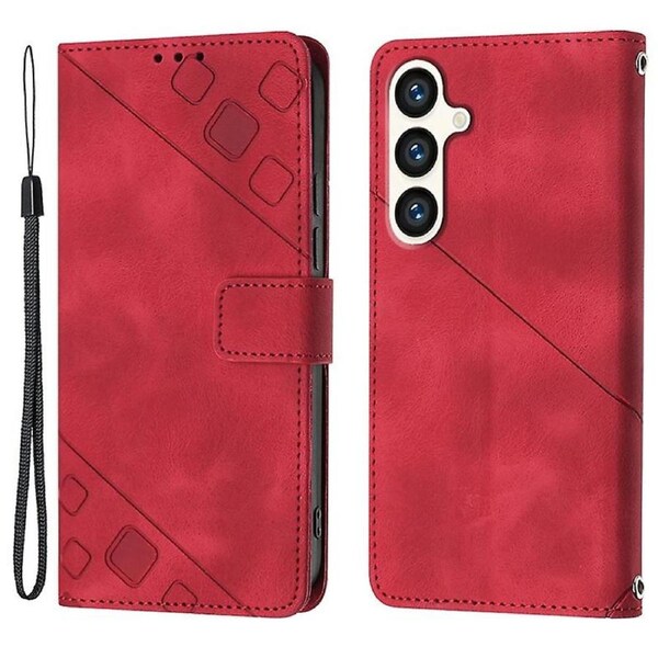 PT005 YB Imprinting Series-6 For Samsung Galaxy S24+ Case with Hand Strap Wallet Stand Cover
