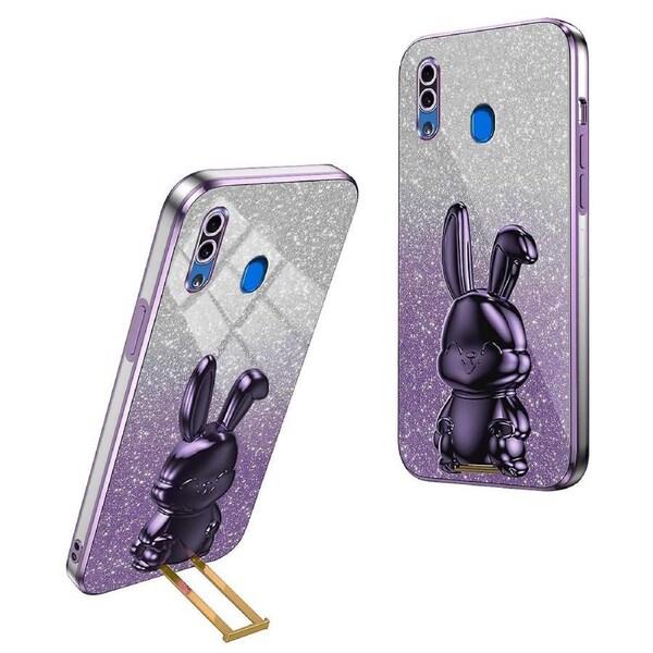 For Samsung Galaxy A20/A30 Case Lovely Rabbit Pull-out Kickstand Bump Protection Phone Cover