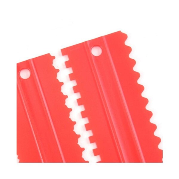 4pcs Cake Scrapers Food Grade High Durability PP Material Jagged Edged Cake Scrapers Butter Cream Spatulas Home Supplies Red