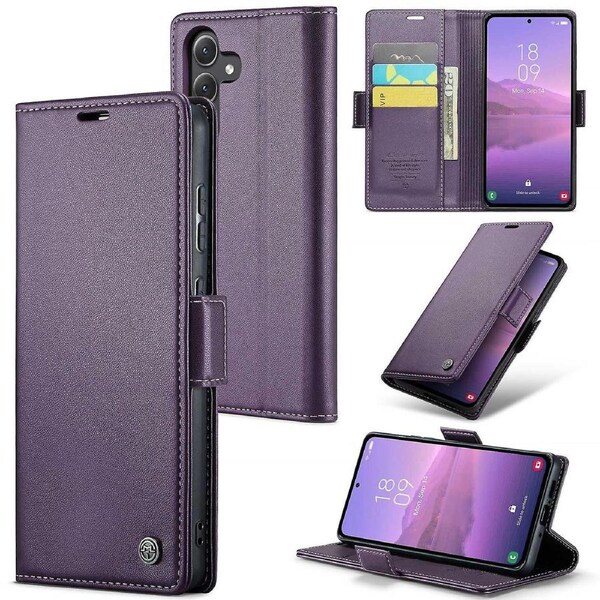 CASEME 023 Series For Samsung Galaxy A35 5G Case Glossy Litchi Texture Phone Wallet Cover