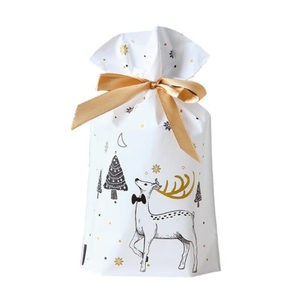 50Pcs Gift Bag Festival Portable Xmas Candy Present Drawstring Pouch Christmas Decoration for Party 6