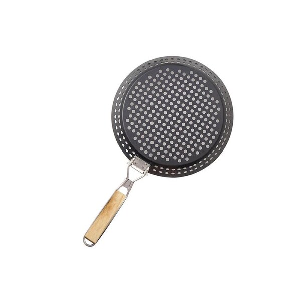 Foldable Carbon Steel Frying Pan Non-stick Creative Hollow Round Shape Flat Pan for Home Black