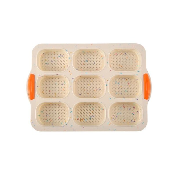 9 Grids Non-stick Bread Baking Tray Anti-deformation Silicone Fashion Bakeware Bread Baking Mold for Indoor Multicolor