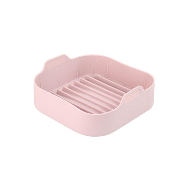 Non Stick Fryers Basket Mat Multifunctional Silicone Square Food Safe Air Fryers Pot for Kitchen Pink