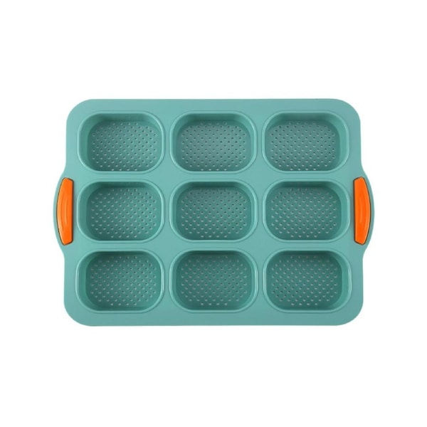 9 Grids Non-stick Bread Baking Tray Anti-deformation Silicone Fashion Bakeware Bread Baking Mold for Indoor Dark Green