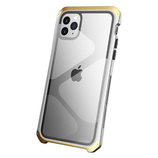 For iPhone 11 Pro 5.8 inch Tempered Glass Panel Case 3-Piece Design Metal Frame Phone Cover