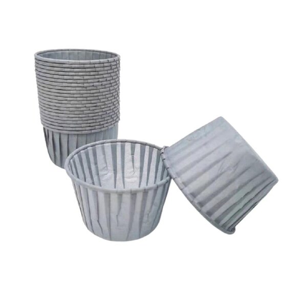 50Pcs Baking Cups Curly Edge Multi Use Waterproof Non-stick Cake Muffin Paper Cups Holiday Supplies Light Grey