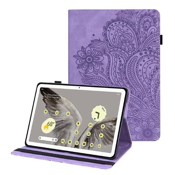 For Google Pixel Tablet Embossed Peacock Leather Case