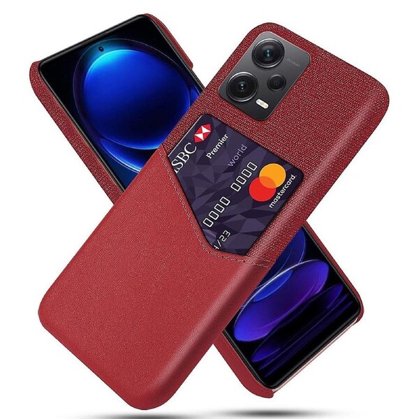 For Xiaomi Redmi Note 12 Pro+ 5G Card Holder Cloth Texture Phone Case Coated Hard PC Phone Cover