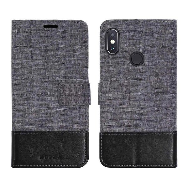 MUXMA PU Canvas Splicing Wallet Case for Xiaomi Redmi Note 5 Pro (Dual Camera)mi Note 5 (China)