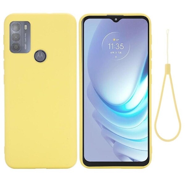 Multiple Color Liquid Silicone Phone Protective Shell with Strap for Motorola Moto G50