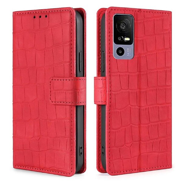 Crocodile Texture Wallet Stand Case for TCL 40R 5G,Skin-touch Feeling Shockproof Cell Phone Cover