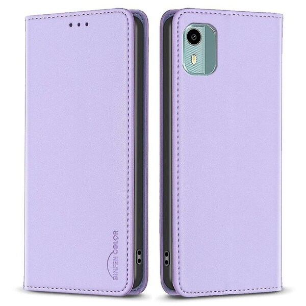 BINFEN COLOR BF18 For Nokia C12 4G/C12 Plus/C12 Pro Card Holder Phone Cover Anti-drop Stand Case