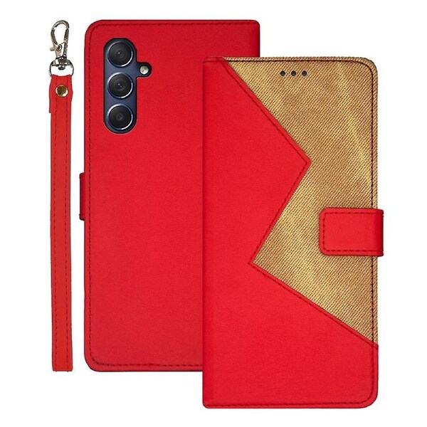 IDEWEI For Samsung Galaxy M54 5G/F54 5G Phone Cover Splicing Style Flip Stand Case with Card Slots