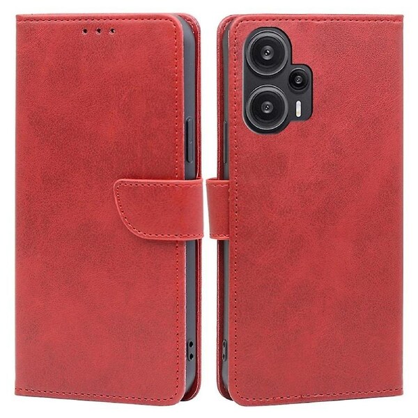 Phone Folio Cover for Xiaomi Redmi Note 12 Turbo/Poco F5 5G Calf Texture Stand Wallet Leather Case