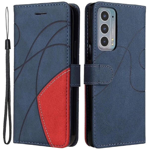 KT Series-1 Splicing Color PU Wallet ic Flip Phone Cover with and Strap for Motorola Edge 20