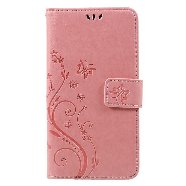 Imprinted Flora Wallet Stand Leather Cover for Huawei P8 Lite (2017)/Honor 8 Lite