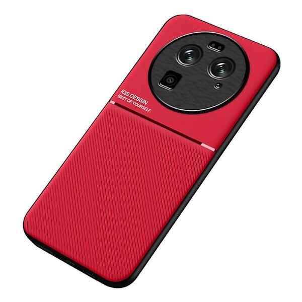 For Oppo Find X6 Lines Imprinted Phone Case Anti-scratch Leather+TPU Cover