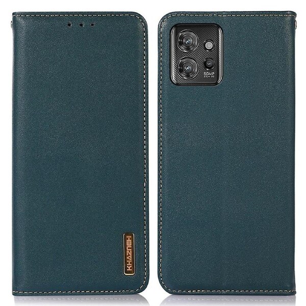 For Motorola ThinkPhone 5G Phone Cover Genuine Cowhide Leather Stand Wallet Case
