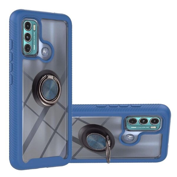 Well-Protected 3 in 1 TPU + PC Hybrid Phone Cover Case with Kickstand for Motorola Moto G60