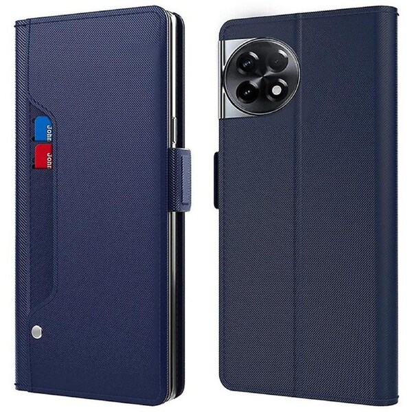 For OnePlus Ace 2 5G/11R 5G Dustproof Shell Card Slot and Mirror PU Leather Cover Stand Phone Case