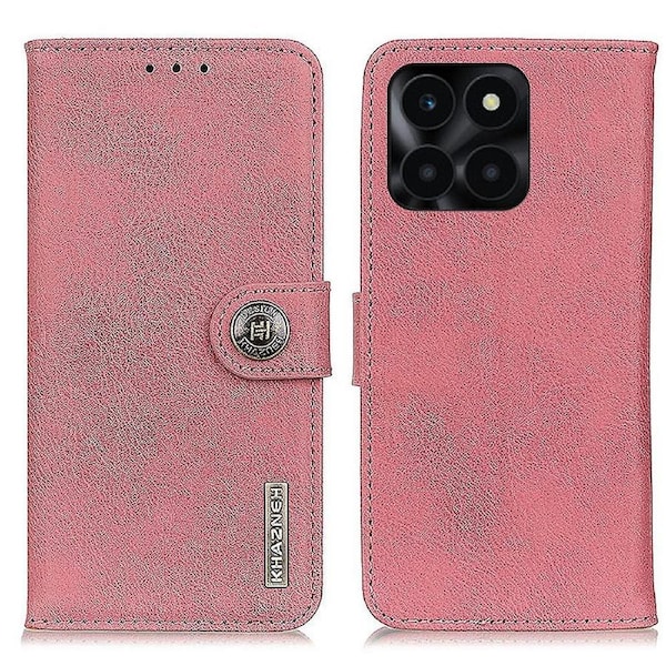 KHAZNEH Anti-drop Phone Cover for Honor X6a 4G Cowhide Texture PU Leather Stand Wallet Case