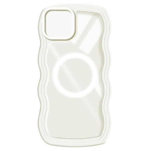 For iPhone 15 Plus Non-slip Wavy Edge PC+Silicone Phone Case Compatible with MagSafe Back Cover