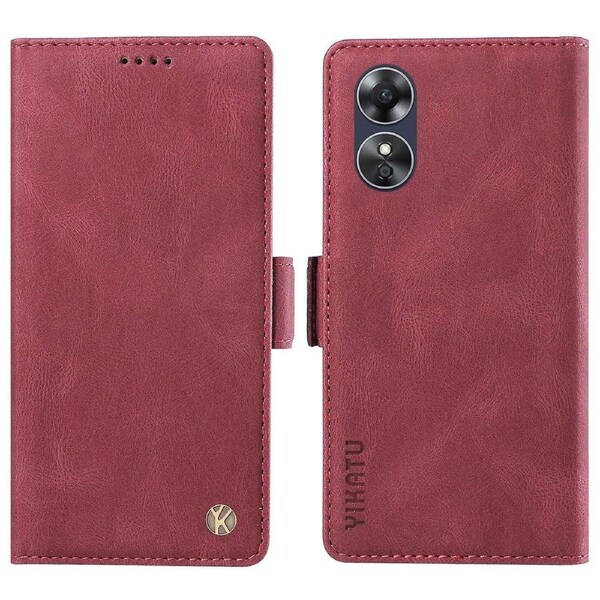 YIKATU YK-005 For Oppo A17 4G PU Leather Skin-touch Phone Case Wallet Stand Shockproof Cover