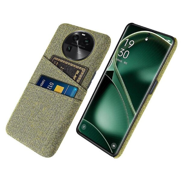 For Oppo Find X6 Protective Phone Case Hard PC+Cloth Cover with 2 Card Slots