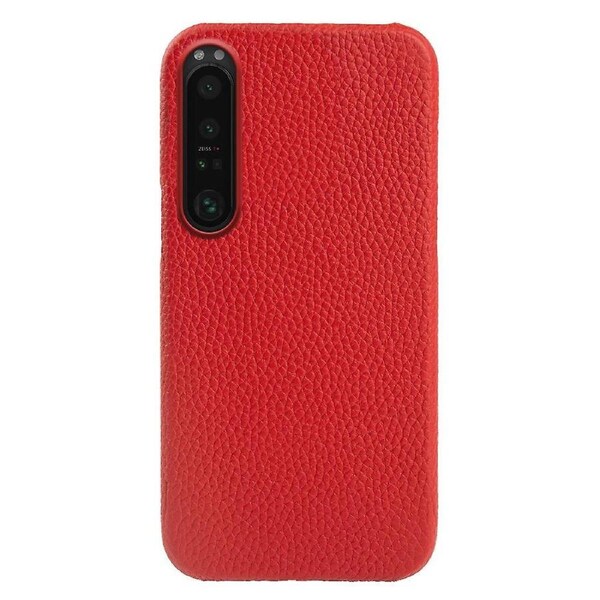 ic Phone Case for Sony Xperia 1 IV 5G,Litchi Texture Genuine Cow Leather Coated PC Cover
