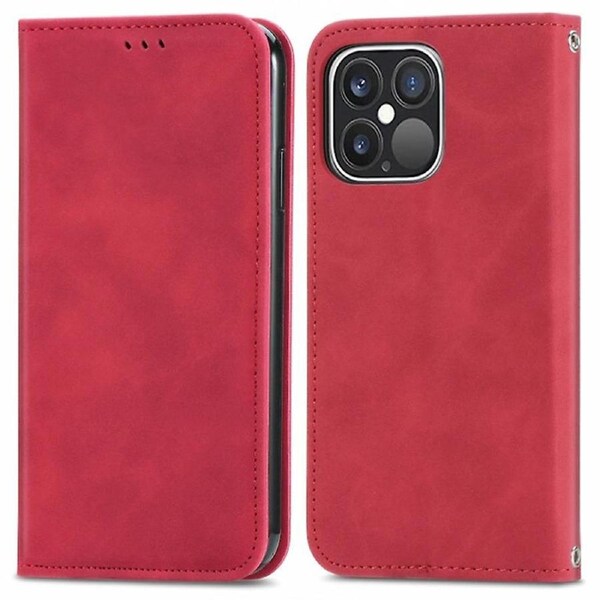 For iPhone 15 Retro Skin-touch PU Leather Card Holder Cover Anti-drop Stand Phone Case