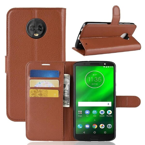 Litchi Texture Wallet Stand Leather Protective Shell for Motorola Moto G6 Plus