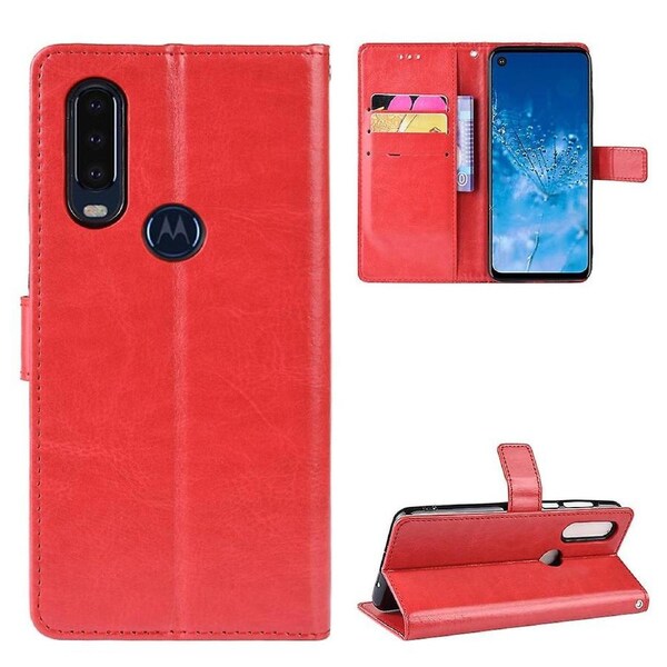 Crazy Horse Leather Stand Wallet Phone Shell for Motorola One Action