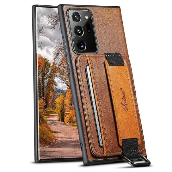 H13 For Samsung Galaxy Note20 Ultra/Note20 Ultra 5G Card Holder Case Coated Phone Cover and Hand Str