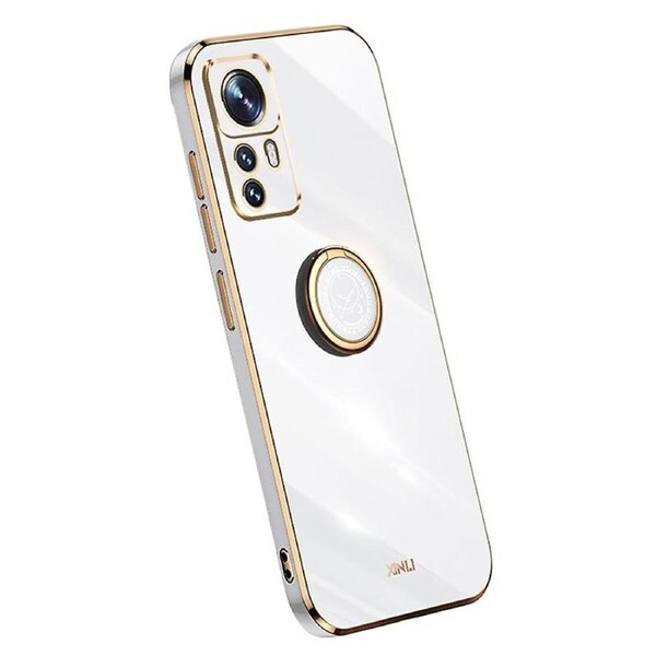 XINLI For Xiaomi 12T Pro 5G Electroplating Mobile Phone Cover Ring Holder Kickstand TPU Phone Case