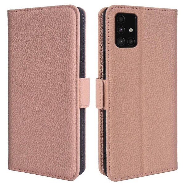 For Samsung Galaxy A51 5G SM-A516 Wallet Phone Case Litchi Texture Genuine Cow Leather Stand Cover