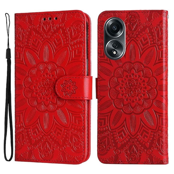 Mobile Phone Case for Oppo A58 4G,Wallet Stand Shell PU Leather Sunflower Imprinted Phone Cover