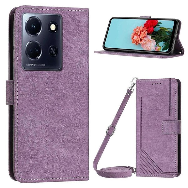 For Transsion Infinix Note 30 4G/Note 30 5G Phone Leather Case Lines Imprinted