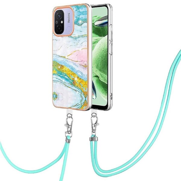 YB IMD Series-9 For Xiaomi Redmi 12C 4G/11A 4G Electroplated TPU Cover Marble Pattern Phone Case 004