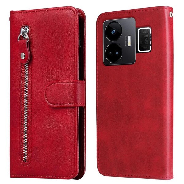 For Realme GT Neo 5 5G/GT3 5G Phone Case Calf Texture Zipper Pocket Stand Shell Wallet Phone Cover