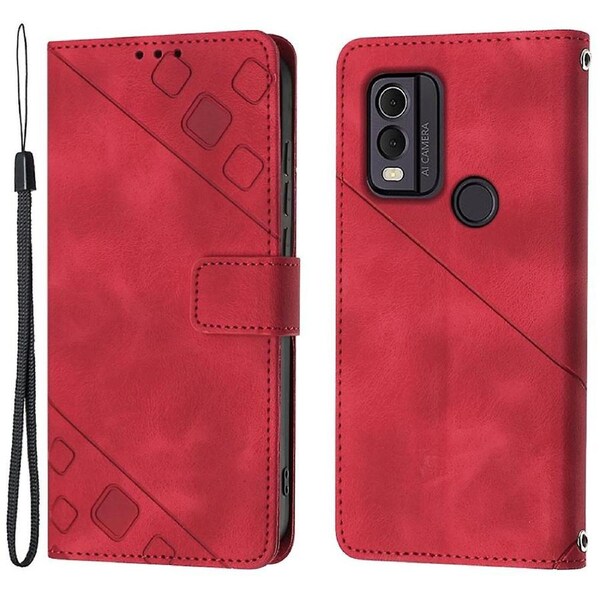 PT005 YB Imprinting Series-6 for Nokia C22 Wallet Phone PU Leather Case Anti-drop Stand Cover