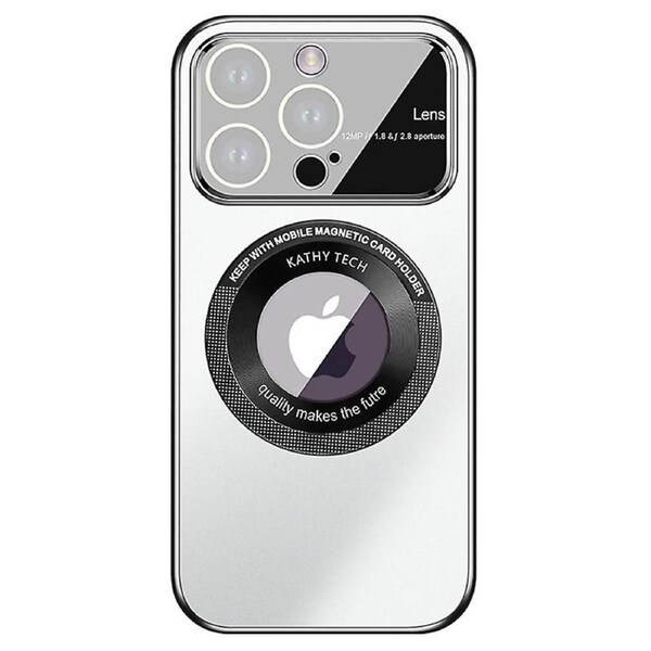 AG Nano Frosted Logo View PC Case for iPhone 15 Pro Max Glass Lens Film Phone Cover Compatible
