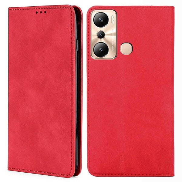 For Infinix Hot 20i 4G PU Leather Phone Case Stand Card Holder Skin-touch Cover
