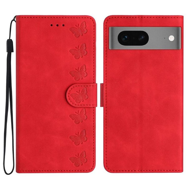 Phone Case for Google Pixel 7 5G Butterfly Imprinted Wallet Flip Leather Cover Stand Shell